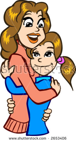 251x470 Mother Hugging Daughter Clipart