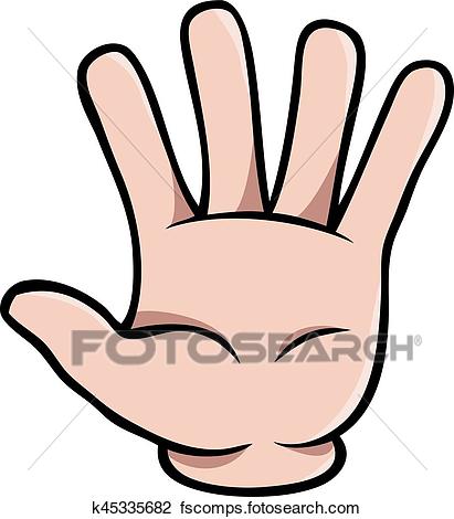 411x470 Clipart Of Human Cartoon Hand Showing Five Fingers K45335682