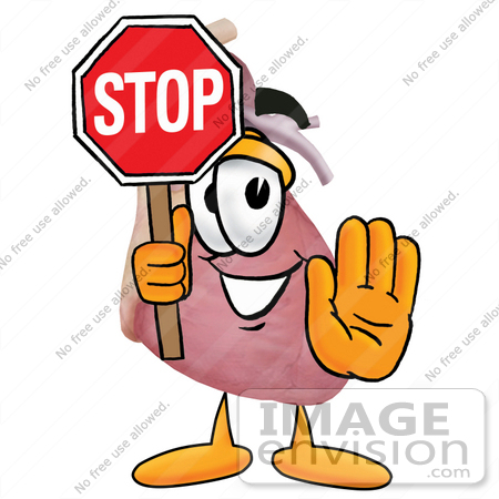 450x450 Clip Art Graphic Of A Human Heart Cartoon Character Holding A Stop