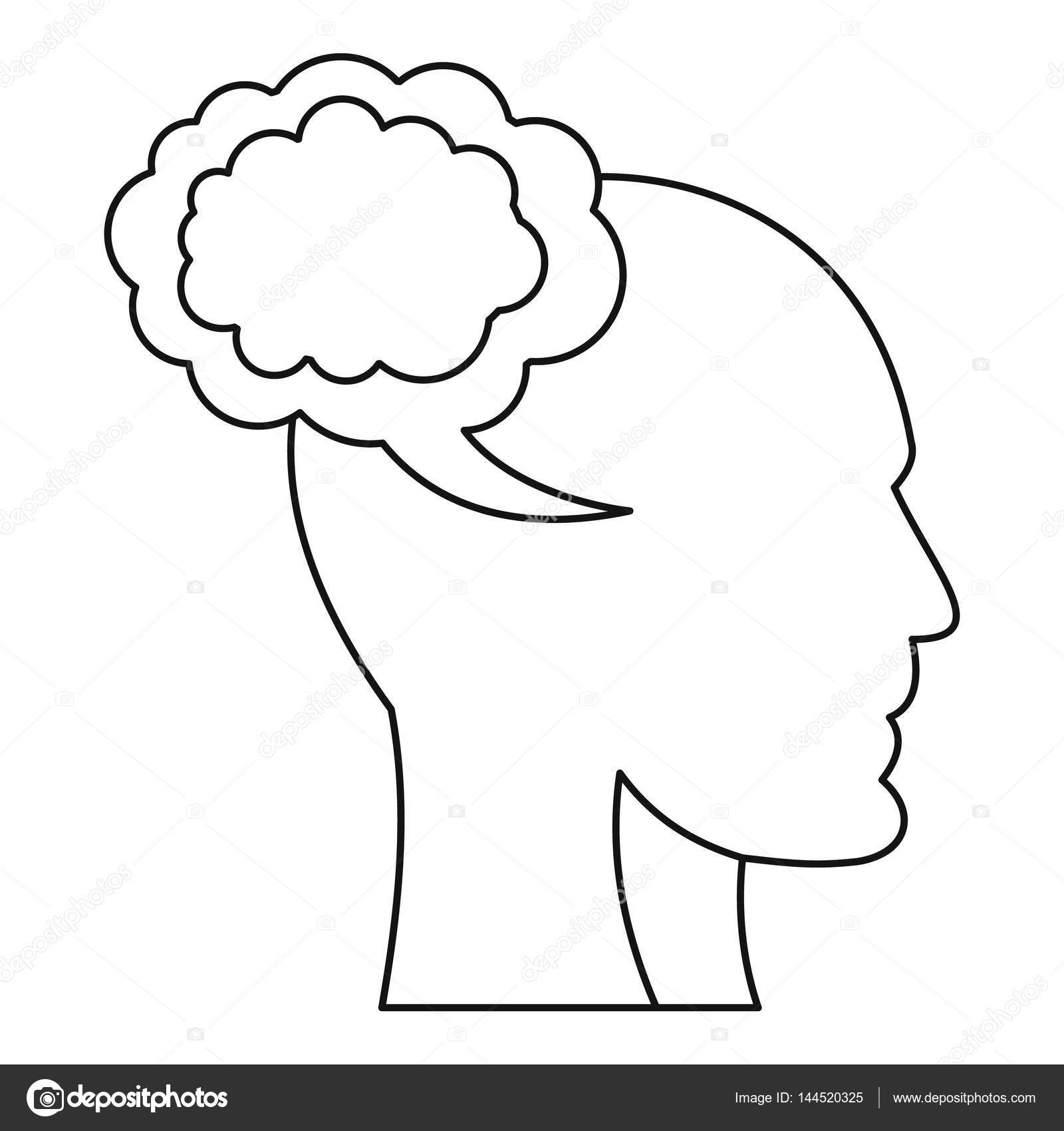 1600x1700 Cloud And Human Head Icon, Outline Style Stock Vector