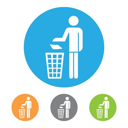 416x416 Trash Can With Human Figure Icon Premium Clipart