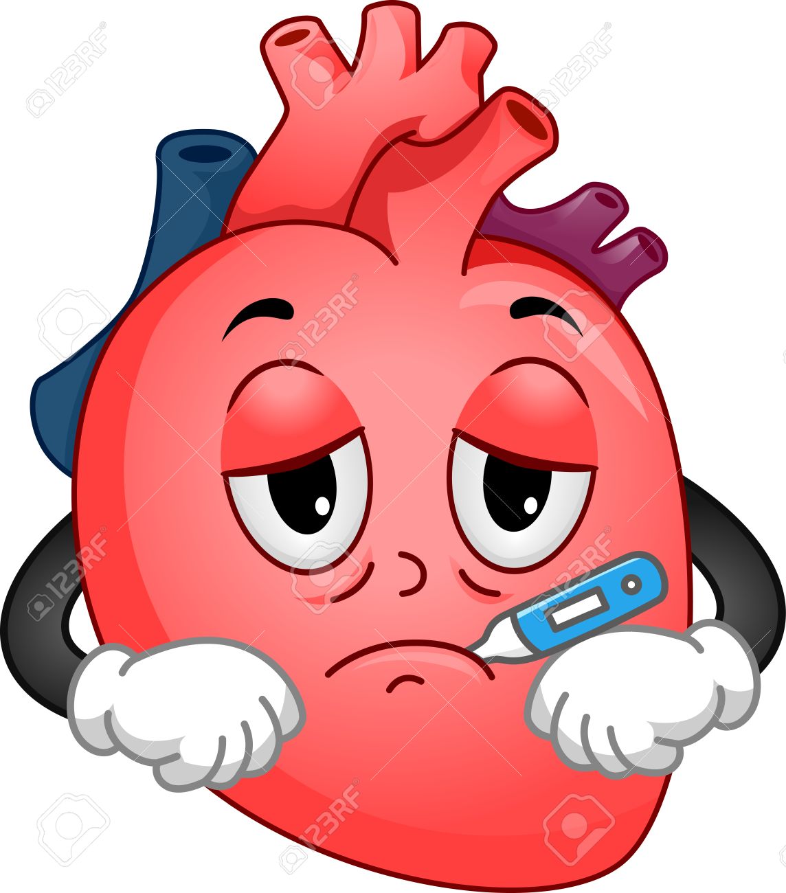 1144x1300 Mascot Illustration Of A Sick Human Heart Using A Thermometer