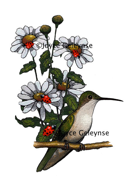 472x640 Bird Clip Art Hummingbird Clipart Hand Drawn Daisies