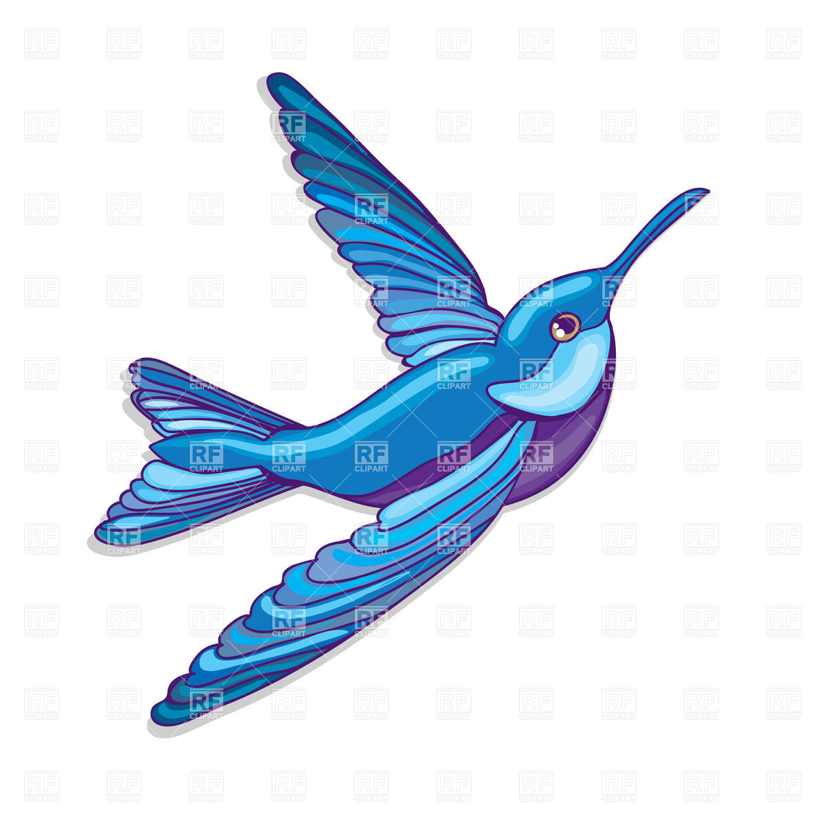 1200x1200 Blue Flying Hummingbird Royalty Free Vector Clip Art Image