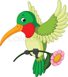 284x320 Vector Illustration Of Cartoon Funny Kolibri Flying Stock Vector