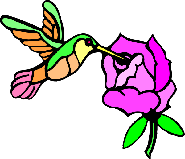 600x513 Hummingbird With Flower Clip Art