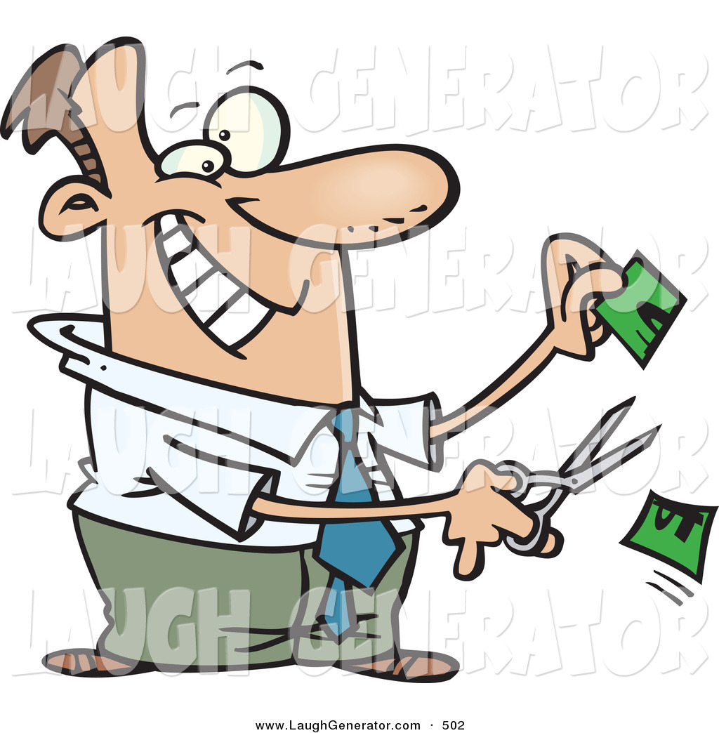 1024x1044 Humorous Clip Art Of A Happy White Business Man Cutting Money