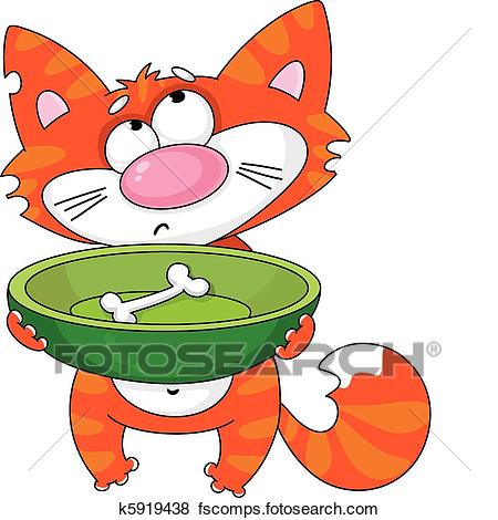 450x470 Clip Art Of Hungry Cat K5919438