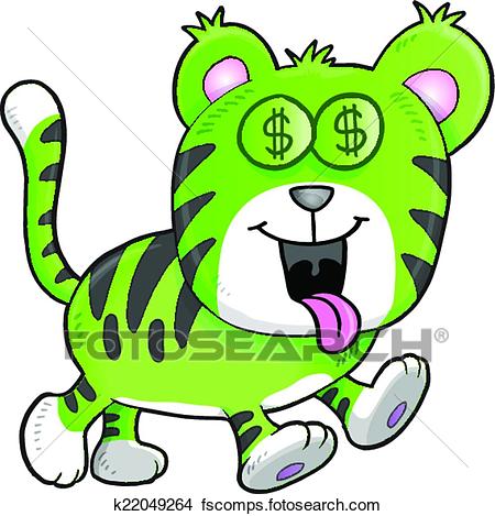 450x469 Clipart Of Money Hungry Tiger Vector K22049264