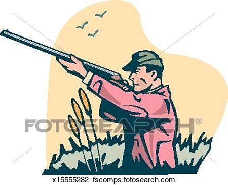450x365 Clip Art Of Man Hunting X15555282