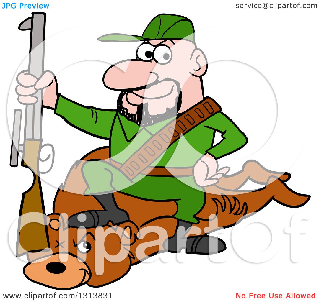 1080x1024 Clipart Of A Cartoon Caucasian Male Hunter Sitting On A Bear