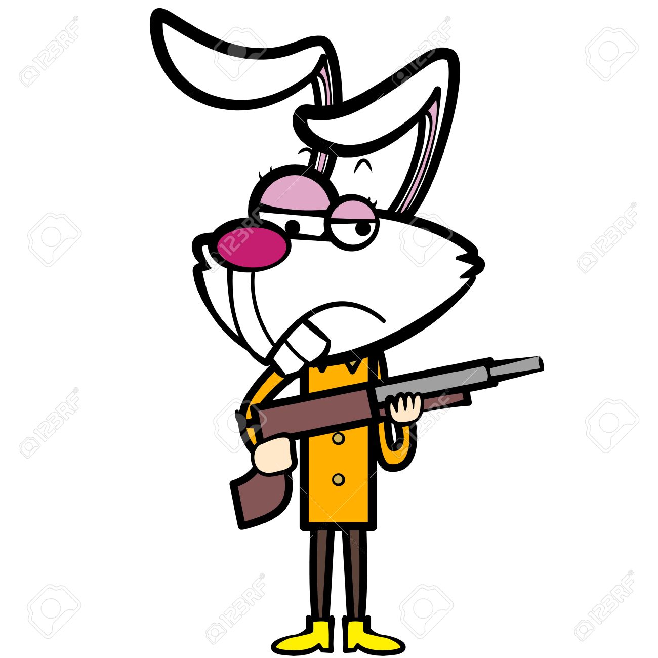 1300x1300 Cartoon Rabbit Hunter With A Shotgun Royalty Free Cliparts
