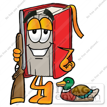 450x450 Clip Art Graphic Of A Book Cartoon Character Duck Hunting