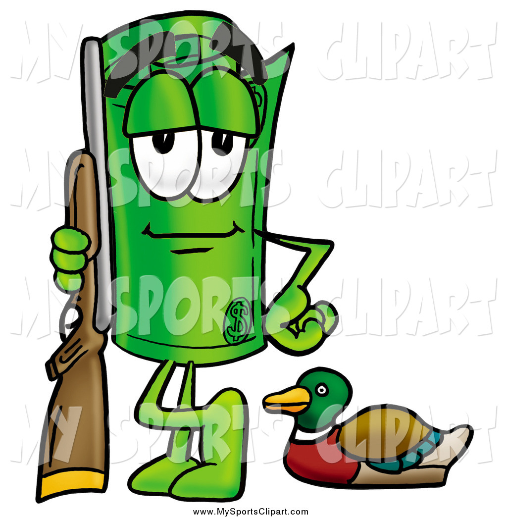 1024x1044 Sports Clip Art Of A Rolled Money Character Duck Hunting By
