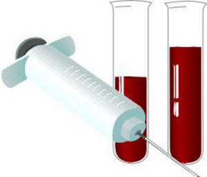 300x256 Clipart Picture Of A Hypodermic Needle And Two Vials Of Blood