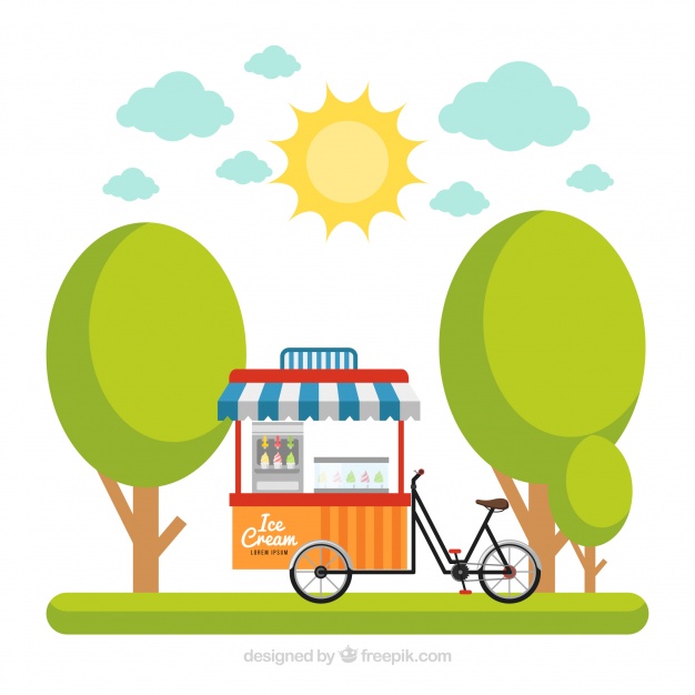 626x626 Background Of Ice Cream Cart In The Park Vector Free Download