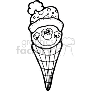 300x300 Royalty Free Black And White Ice Cream Cone 143916 Vector Clip Art