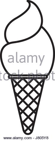 185x470 Black Silhouette Of Ice Cream Cone With Three Balls And Cherry