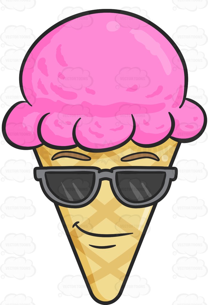 698x1024 Cool Looking Ice Cream In Cone Wearing Sunglasses Cartoon Clipart