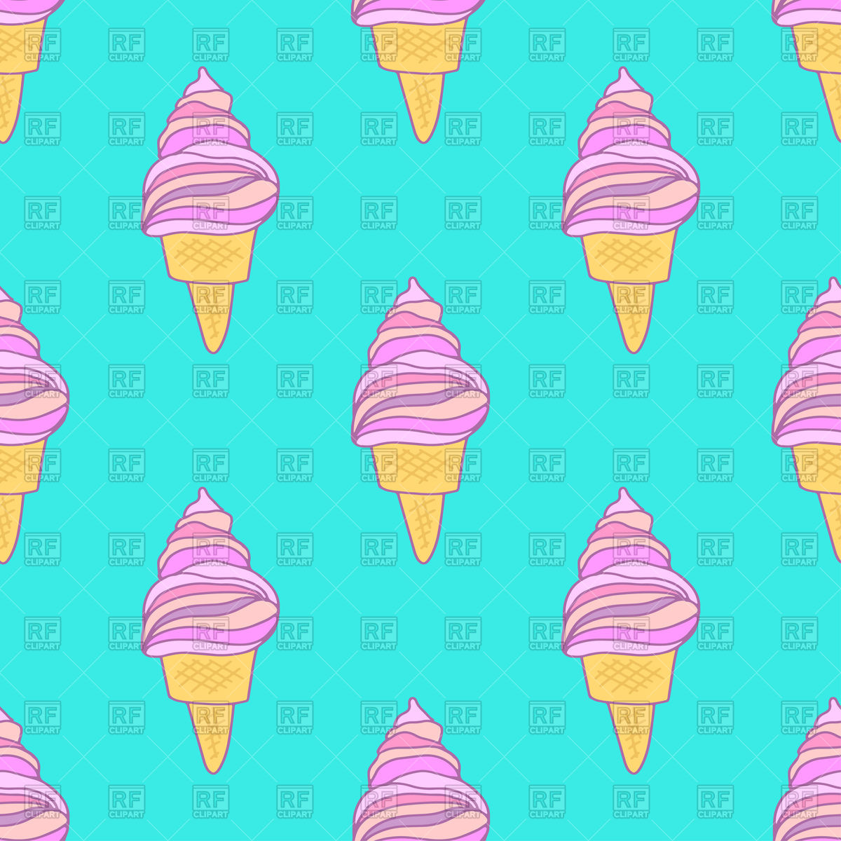 1200x1200 Cute Pink Ice Cream Cones Seamless Pattern Royalty Free Vector
