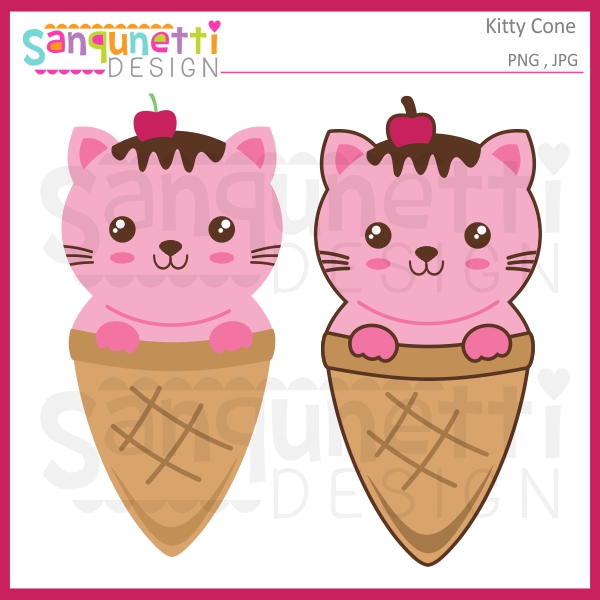 600x600 Sanqunetti Design Kitty Ice Cream Cone Clipart