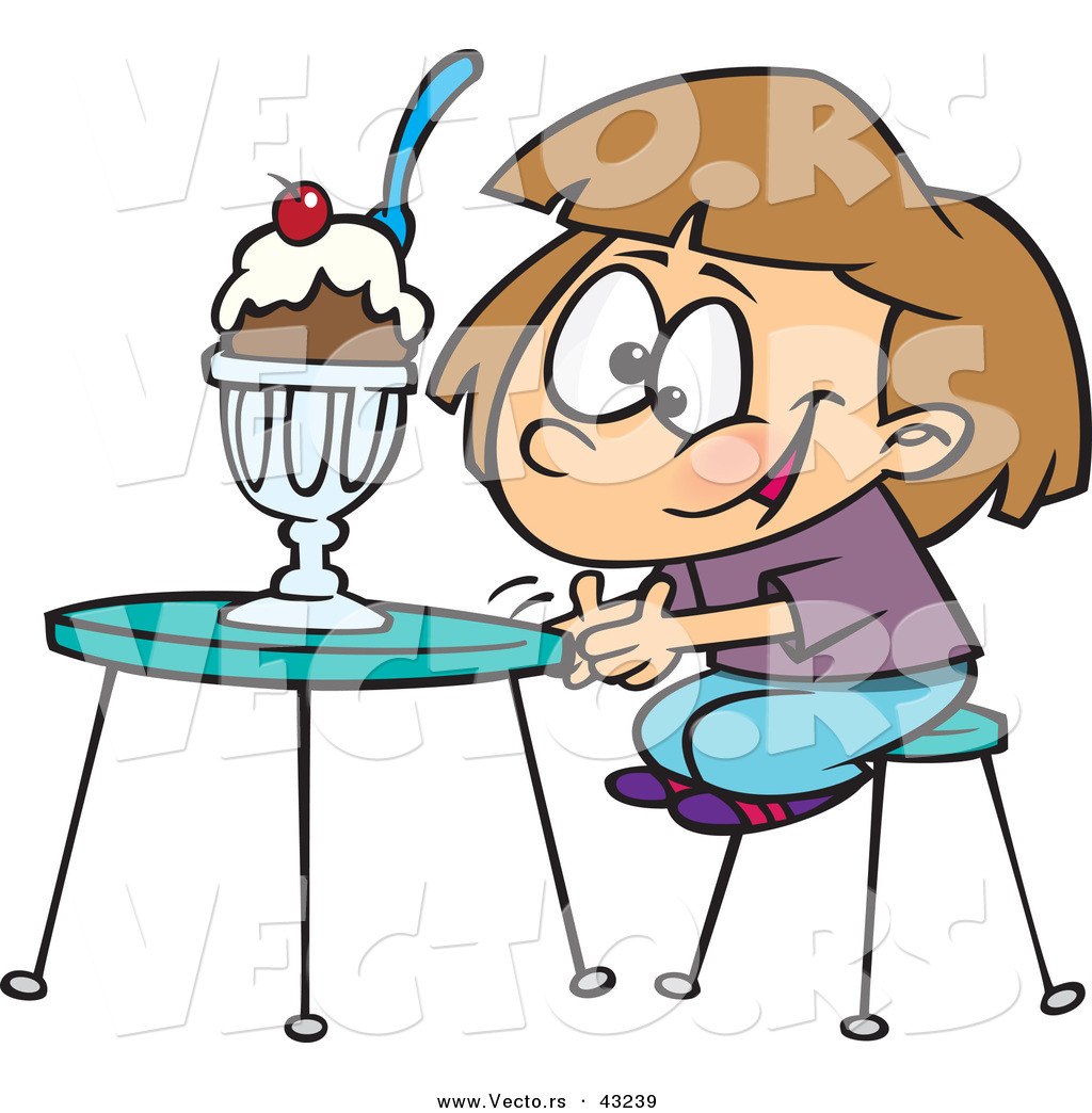 1024x1044 Vector Of A Happy Cartoon Girl Sitting Infront Of A Ice Cream