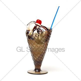 325x325 Chocolate Brownie Ice Cream Sundae Gl Stock Images