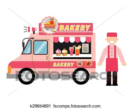 450x375 Clipart Of Food Truck Bakery K29654891