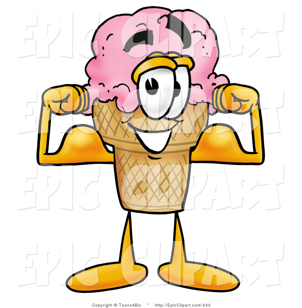 1024x1044 Clip Art Of A Strong Ice Cream Cone Mascot Cartoon Character