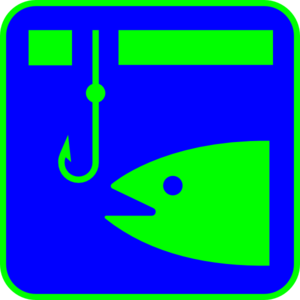 300x300 Ice Fishing (Blue With Green Fish) Clip Art
