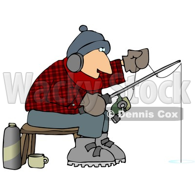 400x400 Man Ice Fishing In The Winter Clipart Picture Djart