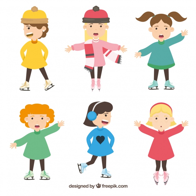 626x626 Winter Collection Of Six Girls With Ice Skates Vector Free Download