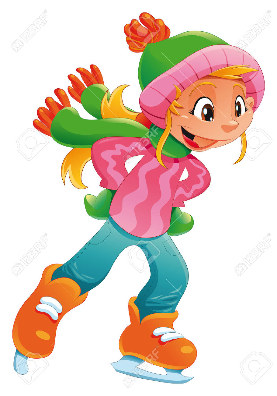 911x1300 Ice Skating Character Clipart