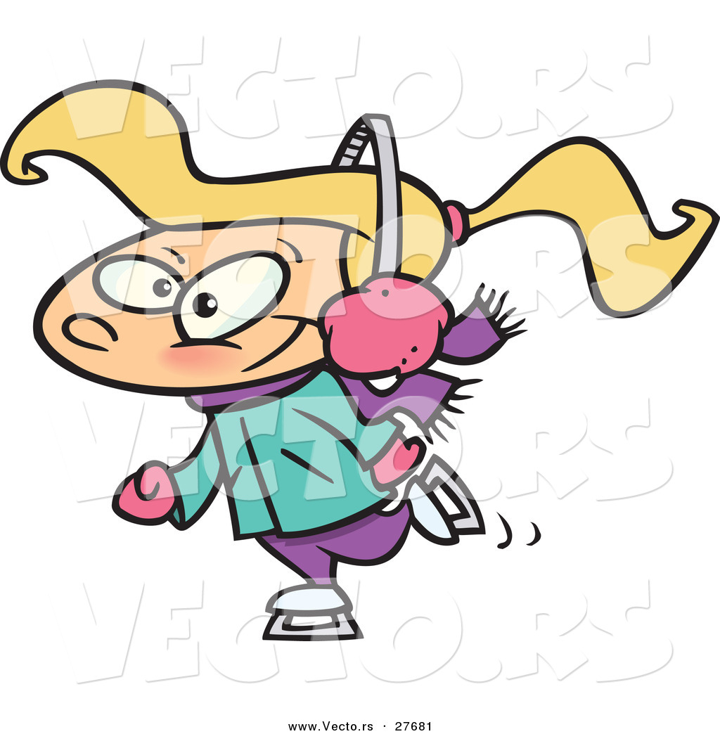 1024x1044 Vector Of A Happy Cartoon Girl Ice Skating By Toonaday