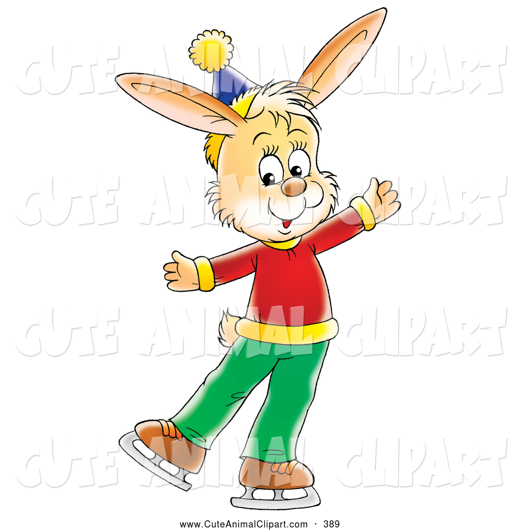 1024x1044 Clip Art Of A Smiling Beige Rabbit In Clothes, Ice Skating By Alex