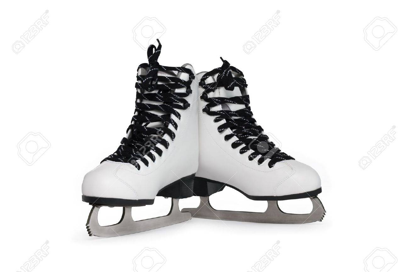 1300x866 New White Female Ice Skating Shoes Stock Photo, Picture