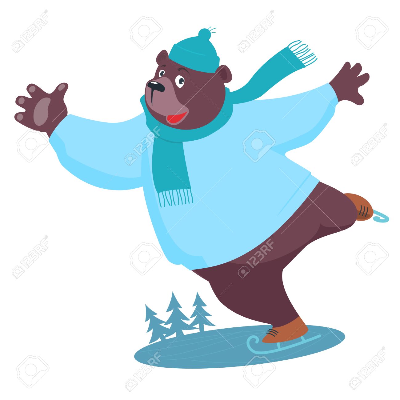 1300x1300 Cartoon Bear Ice Skating Royalty Free Cliparts, Vectors, And Stock