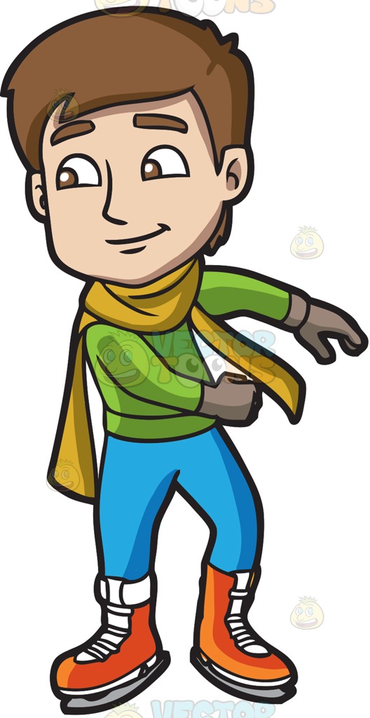 528x1024 A Male Ice Skater Practices His Moves Cartoon Clipart