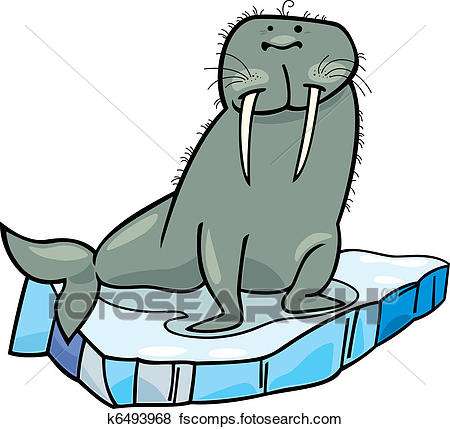 450x429 Clip Art Of Cartoon Walrus On Floating Ice K6493968