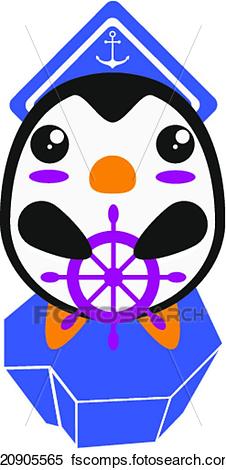 226x470 Clipart Of Kawaii Cute Penguin Sailor On An Iceberg K20905565