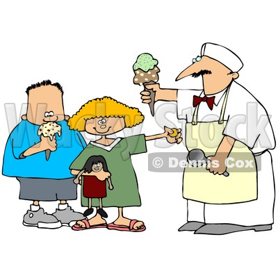 400x400 Free (Rf) Clipart Illustration Of A Little Girl And Boy Buying Ice