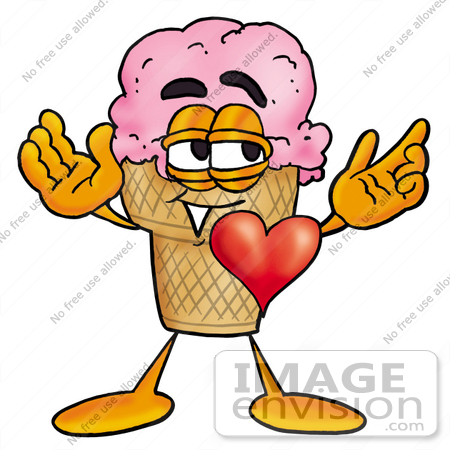 450x450 Clip Art Graphic Of A Strawberry Ice Cream Cone Cartoon Character