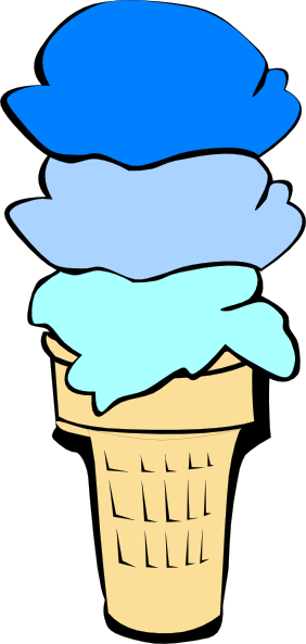 282x593 Ice Cream Cone Blue Scoops Clip Art