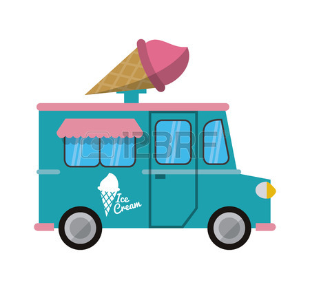 450x420 Truck Ice Cream Delivery Fast Food Urban Business Icon. Flat