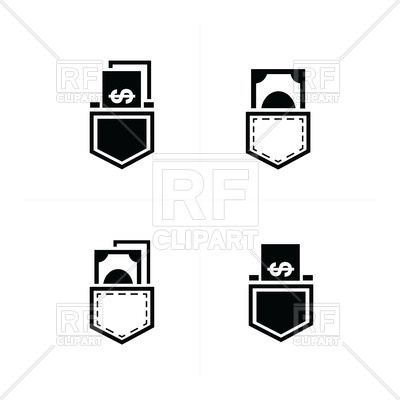 400x400 Dollar Bills In Jeans Pocket Icons Royalty Free Vector Clip Art