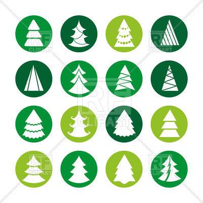 400x400 White Christmas Trees Icons Royalty Free Vector Clip Art Image