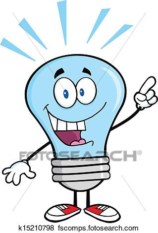 319x470 Clip Art Of Blue Light Bulb With A Bright Idea K15210798
