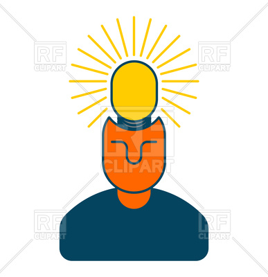 387x400 Creative Idea. Smart Man With Light Bulb In Head. Royalty Free