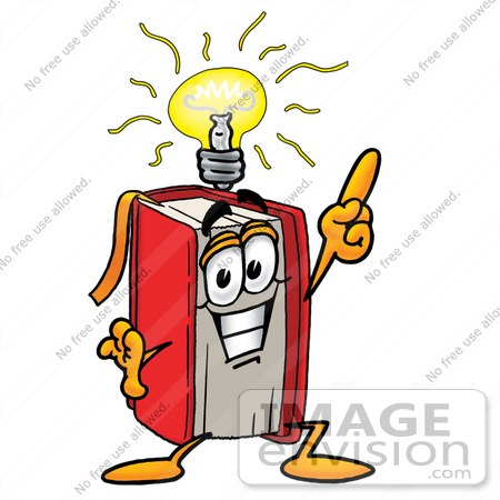 450x450 Clip Art Graphic Of A Book Cartoon Character With A Bright Idea