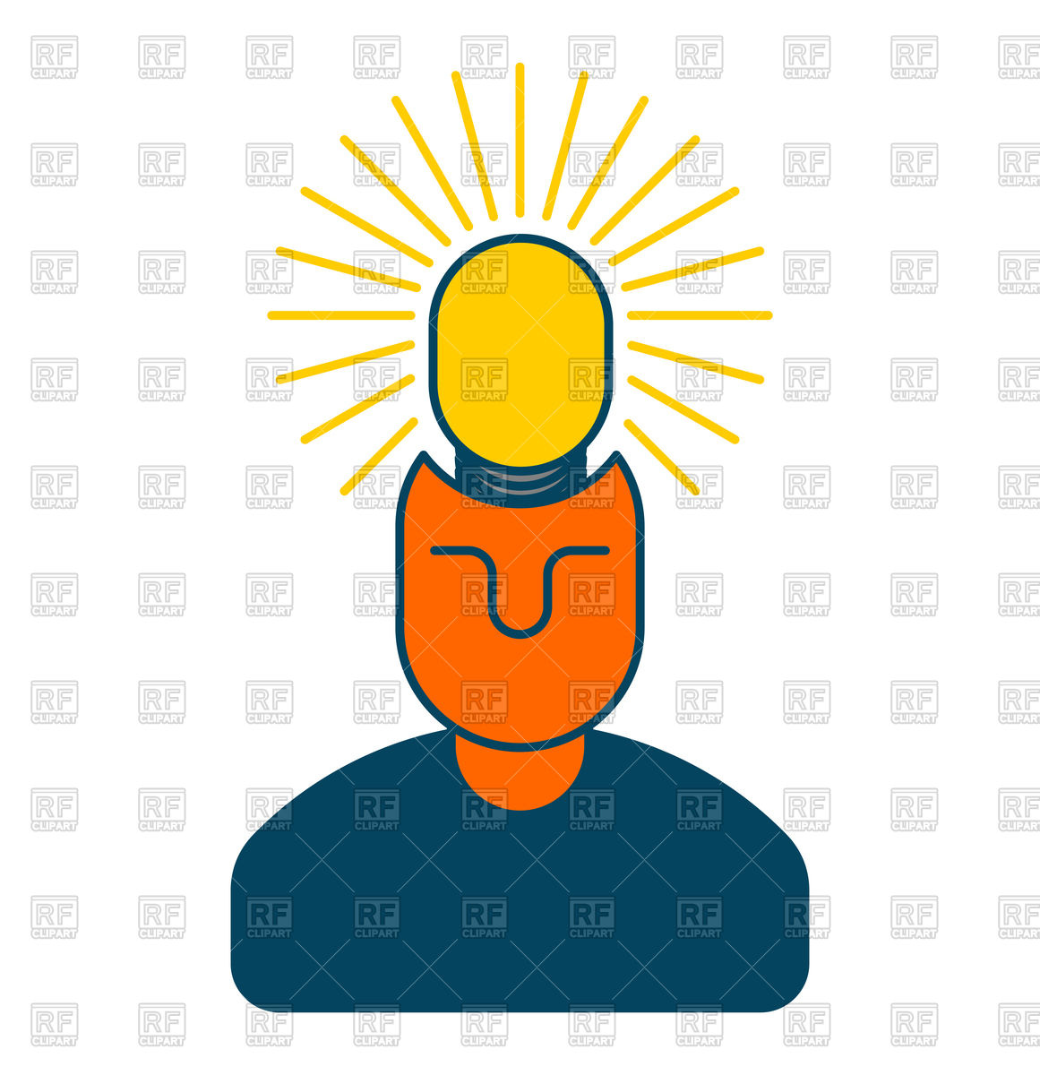 1161x1200 Creative Idea. Smart Man With Light Bulb In Head. Royalty Free